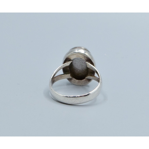 158 - Harlequin cut crystal 925 silver ring size N