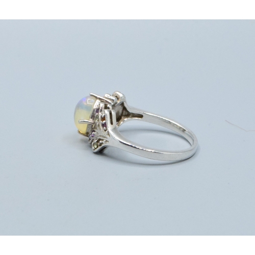 163 - TGGC Opal multi gem set 925 silver ring size P