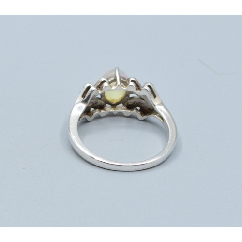 163 - TGGC Opal multi gem set 925 silver ring size P