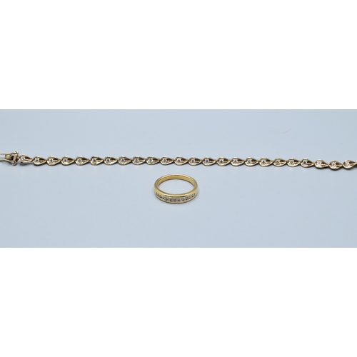 262 - 925 silver gilt white gem set Bracelet and ring size P