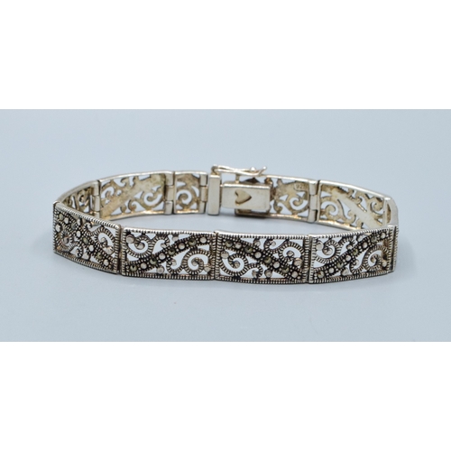 268 - Art Deco 925 silver Marcasite bracelet