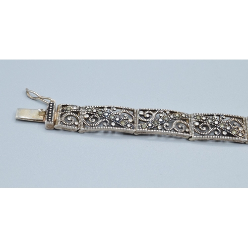 268 - Art Deco 925 silver Marcasite bracelet