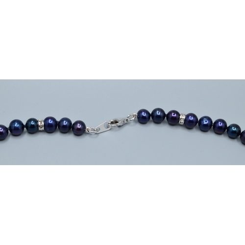 355 - Black Cultured Pearl 925 silver necklace and bracelet