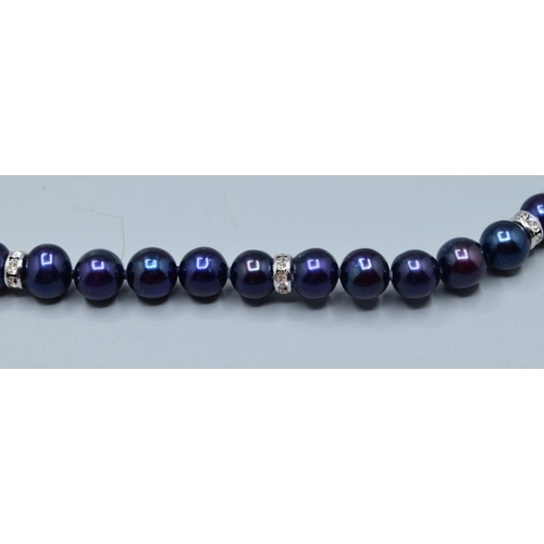 355 - Black Cultured Pearl 925 silver necklace and bracelet