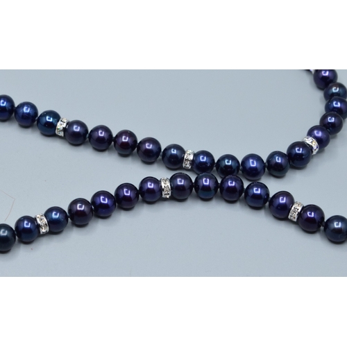 355 - Black Cultured Pearl 925 silver necklace and bracelet