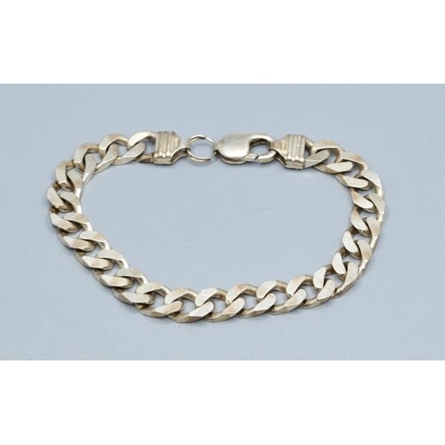 131 - 925 silver flat link bracelet with lobster claw catch 19cm long 1.0cm wide