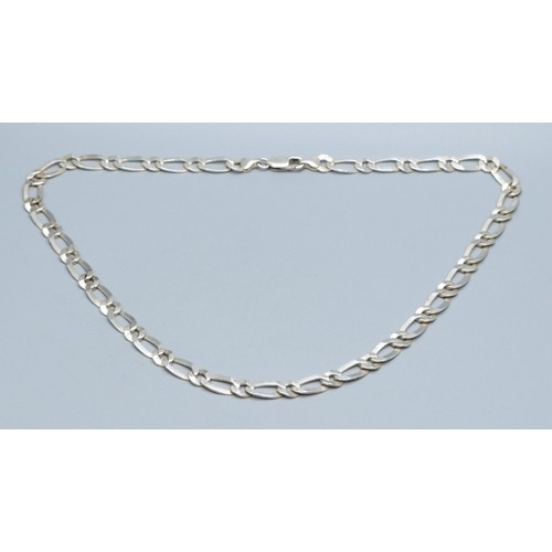 135 - 925 silver oval and round flt link neck chain with a lobster claw catch 44cm long