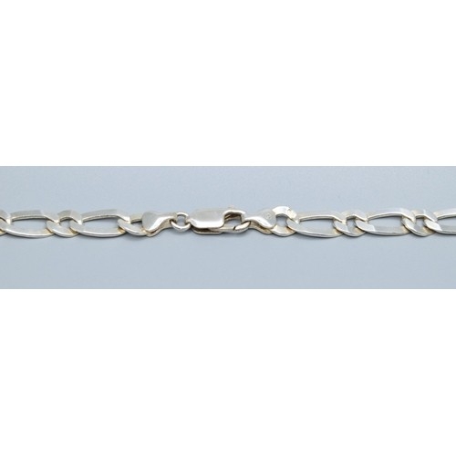 135 - 925 silver oval and round flt link neck chain with a lobster claw catch 44cm long