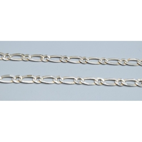 135 - 925 silver oval and round flt link neck chain with a lobster claw catch 44cm long