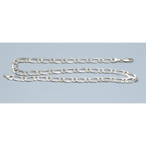 135 - 925 silver oval and round flt link neck chain with a lobster claw catch 44cm long