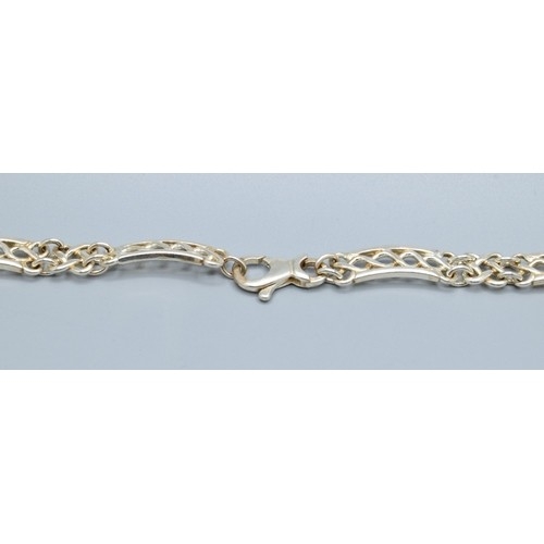 148 - 925 silver very unusual design neck chain with a flat box  and scroll design with lobster claw catch... 