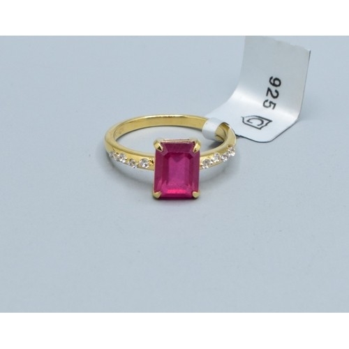 265 - New Rubelite 925 silver and gold ring size P