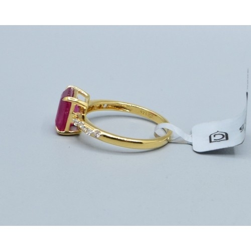 265 - New Rubelite 925 silver and gold ring size P