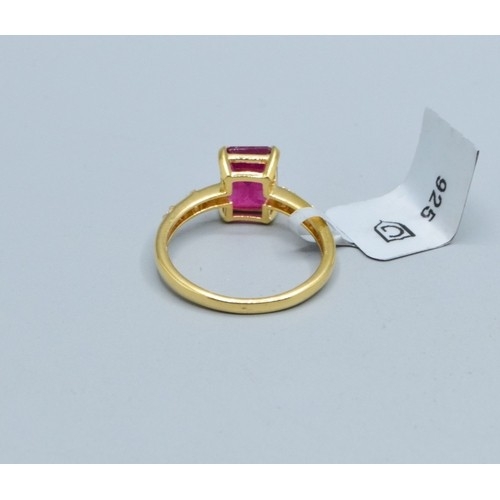 265 - New Rubelite 925 silver and gold ring size P