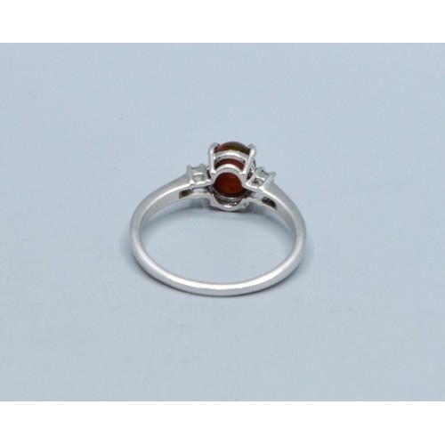 321 - Fire Opal and peridot 925 silver ring size O