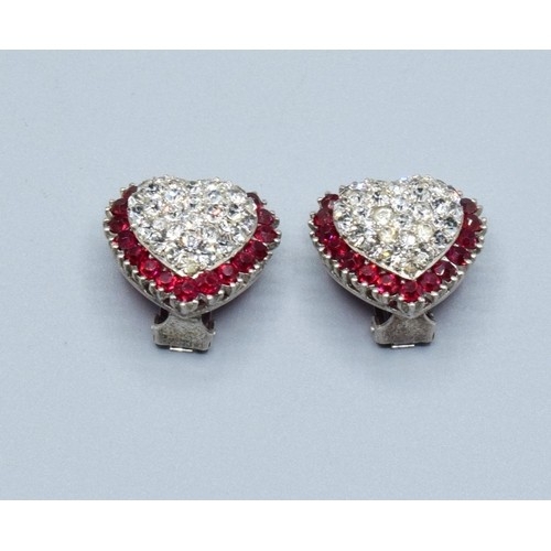 358 - Vintage Glitzy gem set sterling silver clip on earrings
