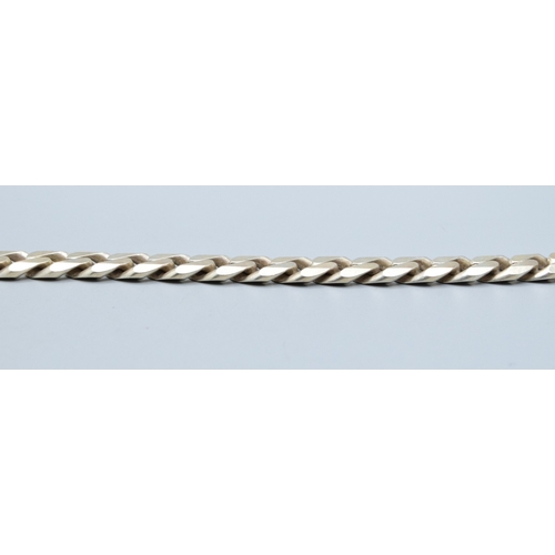 12 - Good heavy flat link 925 silver neck chain with lobster claw catch 52cm long 1.0cm wide 100grams