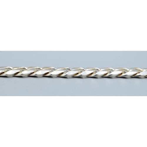 22 - Good heavy 925 silver flat link bracelet with lobster claw catch 20cm long 1.4cm wide 53grams