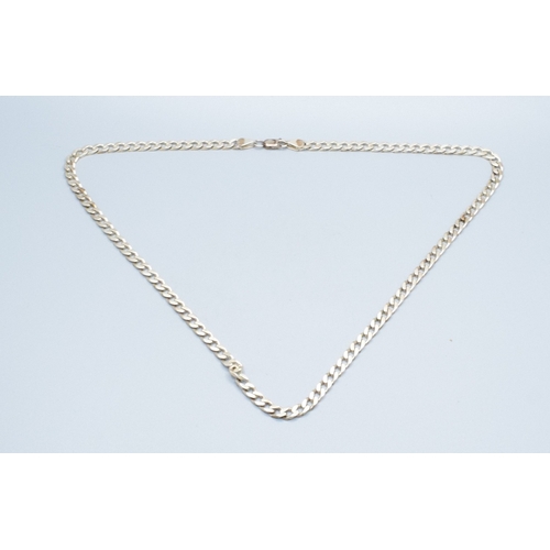 174 - 925 silver flat link neck chain with lobster claw catch 48cm long 25grams