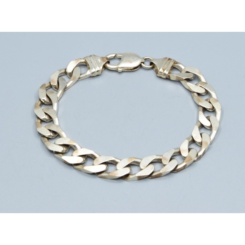 180 - 925 silver flat link bracelet with lobster claw catch 19cm long links 1.2cm wide 32grams