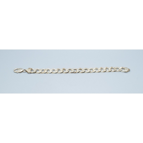 180 - 925 silver flat link bracelet with lobster claw catch 19cm long links 1.2cm wide 32grams