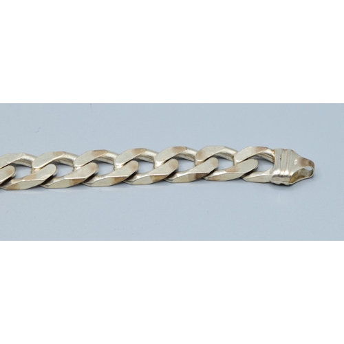 180 - 925 silver flat link bracelet with lobster claw catch 19cm long links 1.2cm wide 32grams