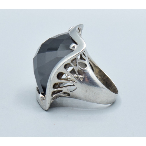 11 - Huge facetted Smokey quartz ladies square shape 925 silver  statement ring head being 28mm square si... 