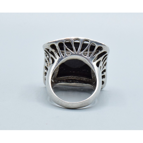 11 - Huge facetted Smokey quartz ladies square shape 925 silver  statement ring head being 28mm square si... 