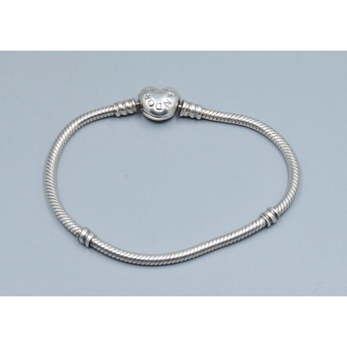 221 - 925 silver locket and 925 new silver neck chain togetehr with a Pandora ALE bracelet and another sil... 