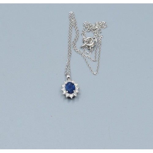 279 - 9ct white gold ladies Sapphire and Diamond pendant necklace