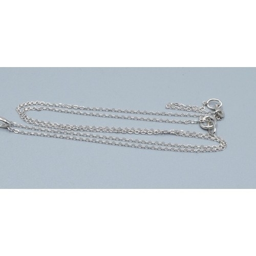 279 - 9ct white gold ladies Sapphire and Diamond pendant necklace