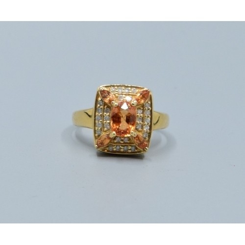 280 - 14ct gold ladies Citrine dress ring size O