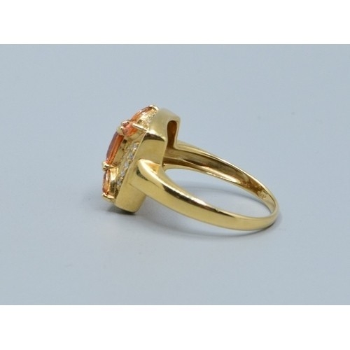 280 - 14ct gold ladies Citrine dress ring size O