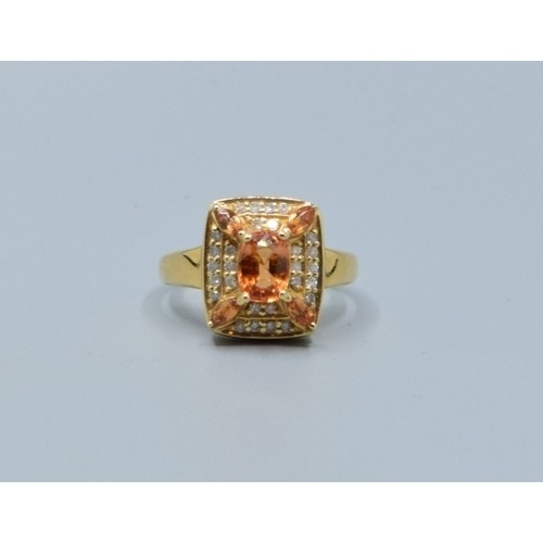 280 - 14ct gold ladies Citrine dress ring size O