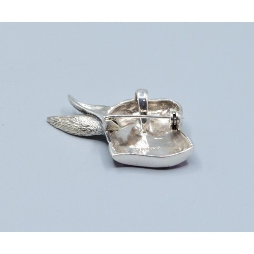 281 - Silver brooch/pendant in the form of a Hare on a Ruby platform