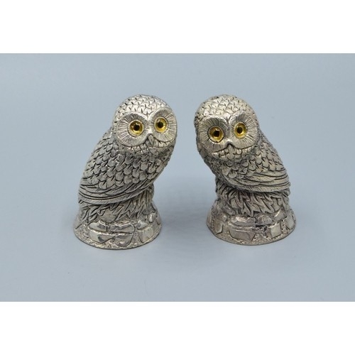 283 - Pair of Owl silver plate condiments