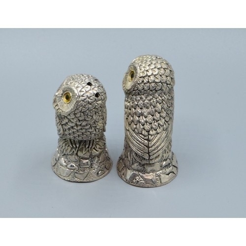 283 - Pair of Owl silver plate condiments