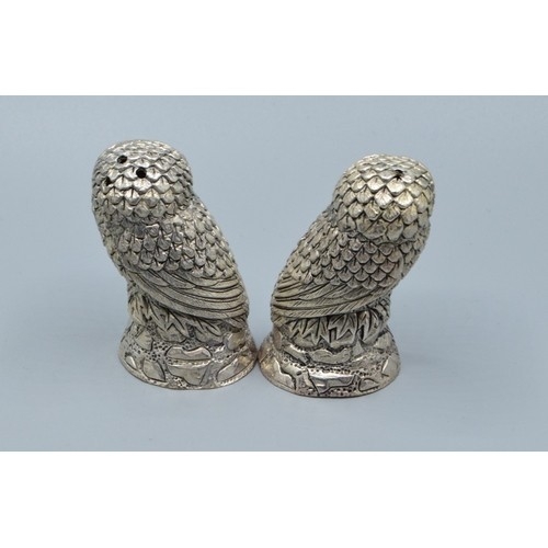283 - Pair of Owl silver plate condiments