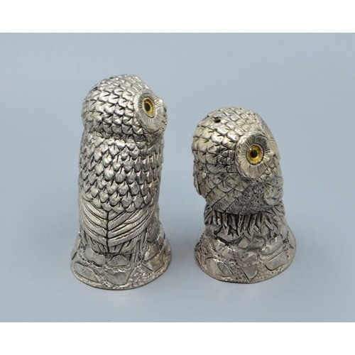 283 - Pair of Owl silver plate condiments
