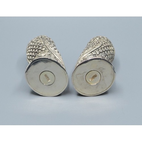 283 - Pair of Owl silver plate condiments