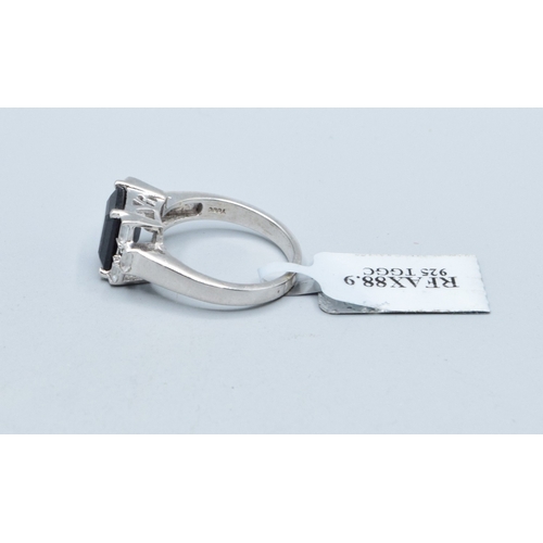 251 - New with Tag 925 TGGC silver ladies black Onyx square shape dress ring size R