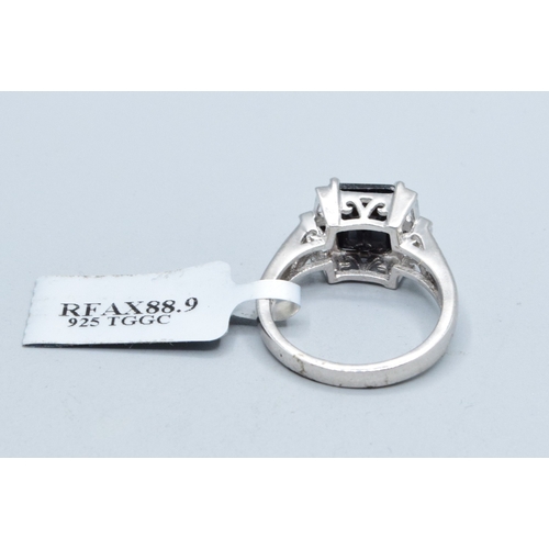 251 - New with Tag 925 TGGC silver ladies black Onyx square shape dress ring size R