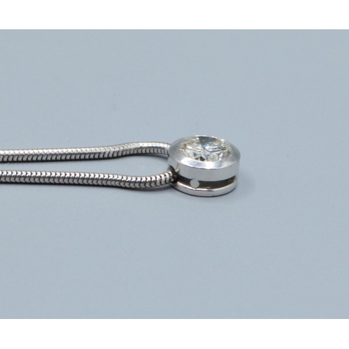 343 - 18ct white gold Diamond solitaire pendant necklace the diamond being approx 0.50cts 6mm across the f... 