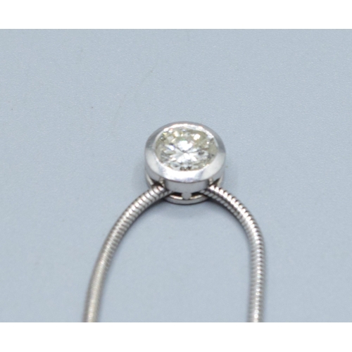343 - 18ct white gold Diamond solitaire pendant necklace the diamond being approx 0.50cts 6mm across the f... 