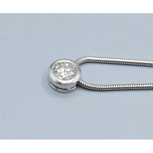 343 - 18ct white gold Diamond solitaire pendant necklace the diamond being approx 0.50cts 6mm across the f... 