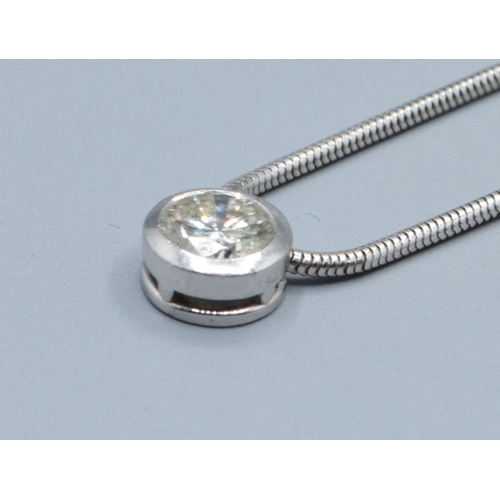 343 - 18ct white gold Diamond solitaire pendant necklace the diamond being approx 0.50cts 6mm across the f... 