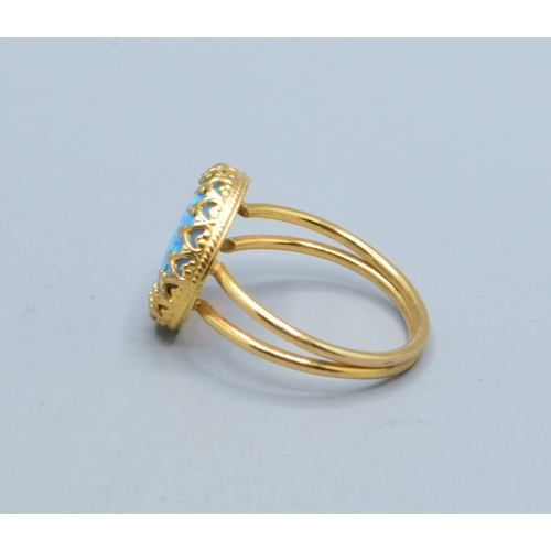 328 - Round Opal ladies vintage dress ring set in 9ct gold (tested) claw mount the head measures 13mm diam... 