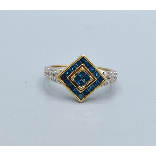 345 - Art Deco inspired ladies Emerald green Bismuth  and Diamond diamond shape ring the head measures 13m... 