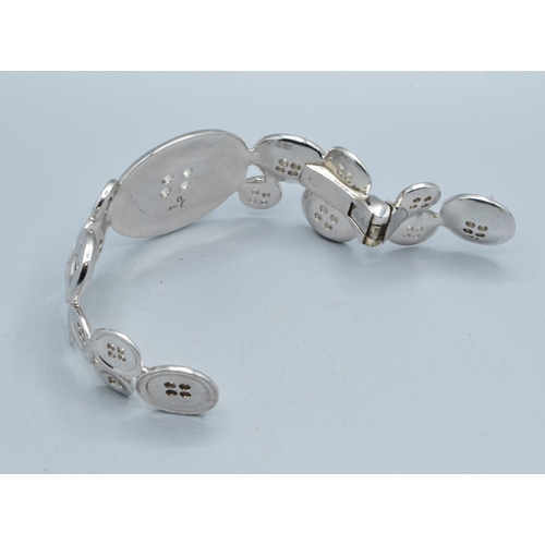 292 - Rare unusual heavy 925 silver solid Button bracelet 33mm at widest 18mm at narrowest 67grams&nbsp;