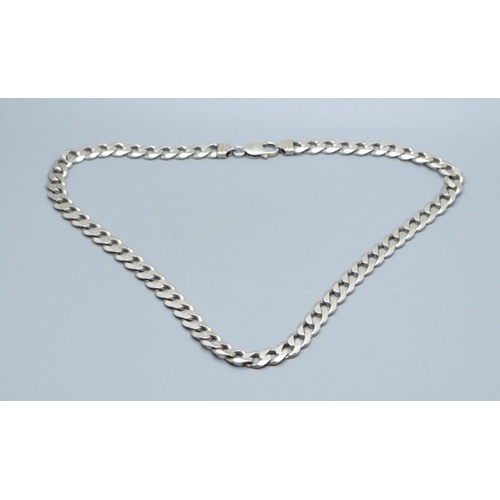 294 - Heavy 925 silver 50cm long flat link neck chain with lobster claw catch links being 9mm wide 64grams... 